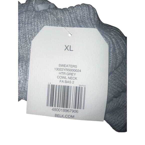 Oversized cowl neck cotton blend sweater BNWT ribbed fitted sleeves - Picture 3 of 5